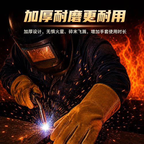 电焊手套牛皮耐高温进口防烫柔软无缝劳保耐磨加厚氩弧焊焊工专用 - 图0
