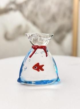 迷你小鱼口袋鱼淄博琉璃摆件玻璃工艺品高级感桌面装饰治愈系可爱
