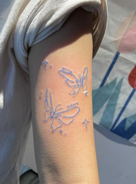 红色手臂蝴蝶纹身贴防水持久女