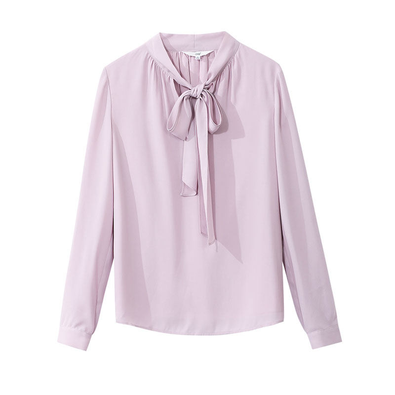 osa欧莎紫色长袖雪纺女设计感衬衫 osa卿衣落衬衫