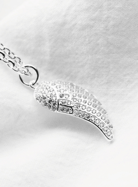 s925纯银天使之翼翅膀女羽毛水钻