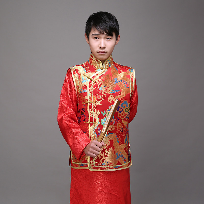 秀禾服男装中式结婚礼服红色新郎敬酒服秀和服马褂唐装古装男摄影,淘宝优惠券,粉丝福利购,淘宝优惠卷