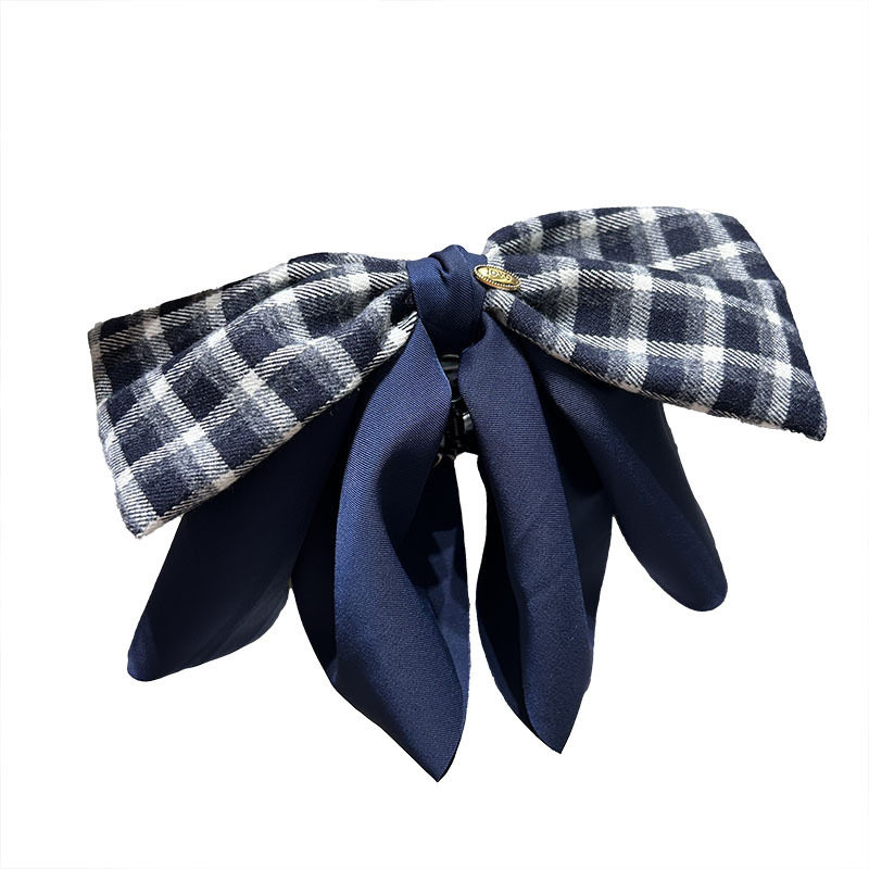 韩版格子蝴蝶结抓夹感复古后脑勺半扎发马尾夹气质显发量发夹,淘宝优惠券,粉丝福利购,淘宝优惠卷