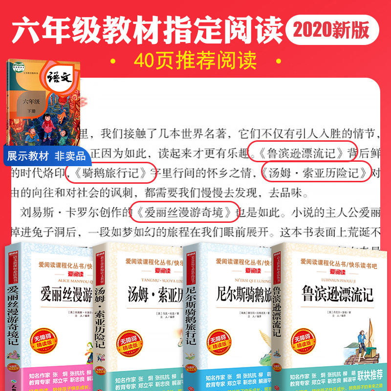 全套4册 鲁滨逊漂流记六年级下册快乐读书吧非必读书目 尼尔斯骑鹅旅行记汤姆索亚历险记爱丽丝漫游奇境记书小学生6年级下课外阅读 - 图2