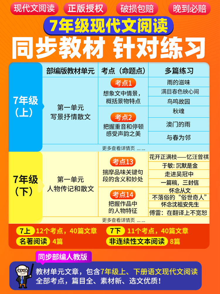 2024新版七年级初一语文现代文阅读专项训练万唯教育7年级上复习教辅资料书试题研究万维中考中学初中名著导读阅读理解专项训练-图0