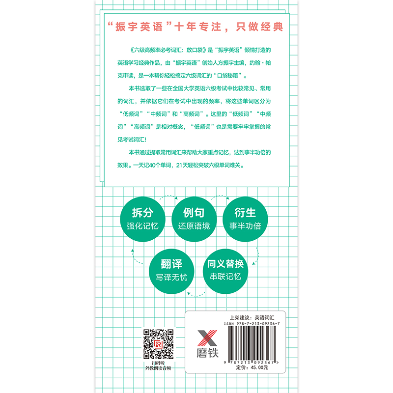 备考2022年12月大学英语六级高频率必考词汇口袋四六级单词书方振宇著cet46级考试资料乱序版词汇书可搭星火新东方真题试卷-图0