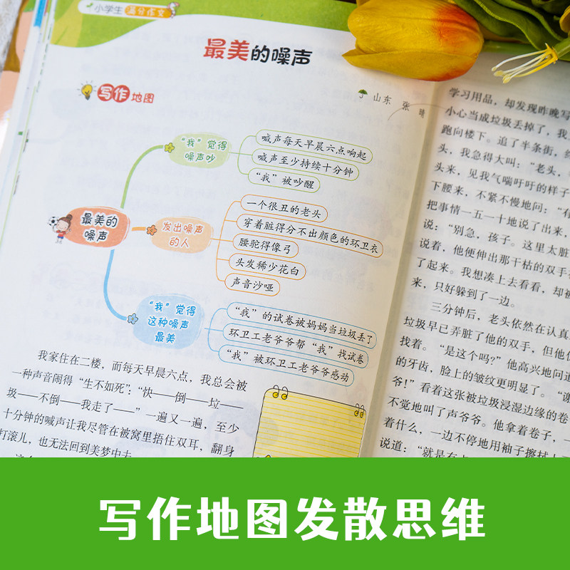 开心教育 看这一本就够小学生通用作文一二三四五六年级看图写话人事景物分类优秀获奖满分作文日记周记好词好句好段积累素材