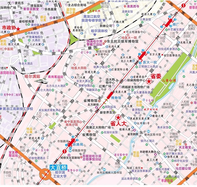 哈尔滨CITY城市地图(2024版)哈尔滨市区街道详图+轨道交通示意图+景点导航图 中图社城市系列中国旅行版 中国旅游地图 哈尔滨文旅 - 图2