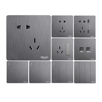 Deri West Switch Socket Superior Grey Household Three Holes With Single Switch Five Holes Cuttage Seat Usb Panel Concealed Fit