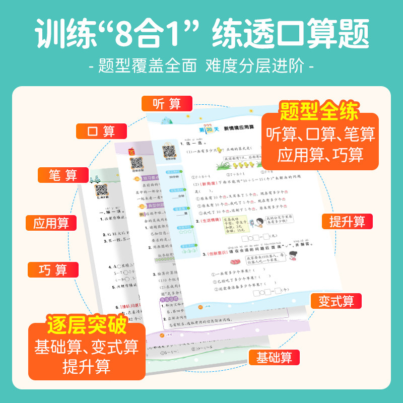 2026春阳光同学寒假口算题卡小学一二三四五六年级上册下册寒假衔接数学天天练1234阅读练字帖训练计算题强化专项训练人教版作业本