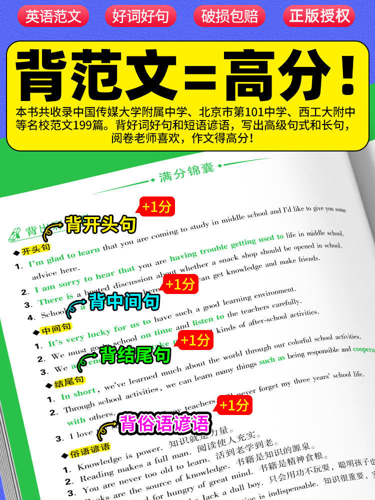 2024新版 万唯中考初中英语满分作文范文初一初二初三七八九年级同步 素材大全写作模板万维教育精选英语词汇阅读复习资料书 - 图1