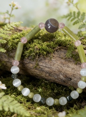 苔原春信创意手串天然石手链牛油果色系森系设计高级感情侣配饰