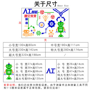 少儿编程科技室能力风暴人工智能机器人培训班3d亚克力立体墙贴画