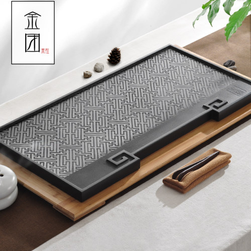 天然大号石材茶盘整块乌金石茶台家用简约功夫茶具托盘茶托盘茶海 - 图2