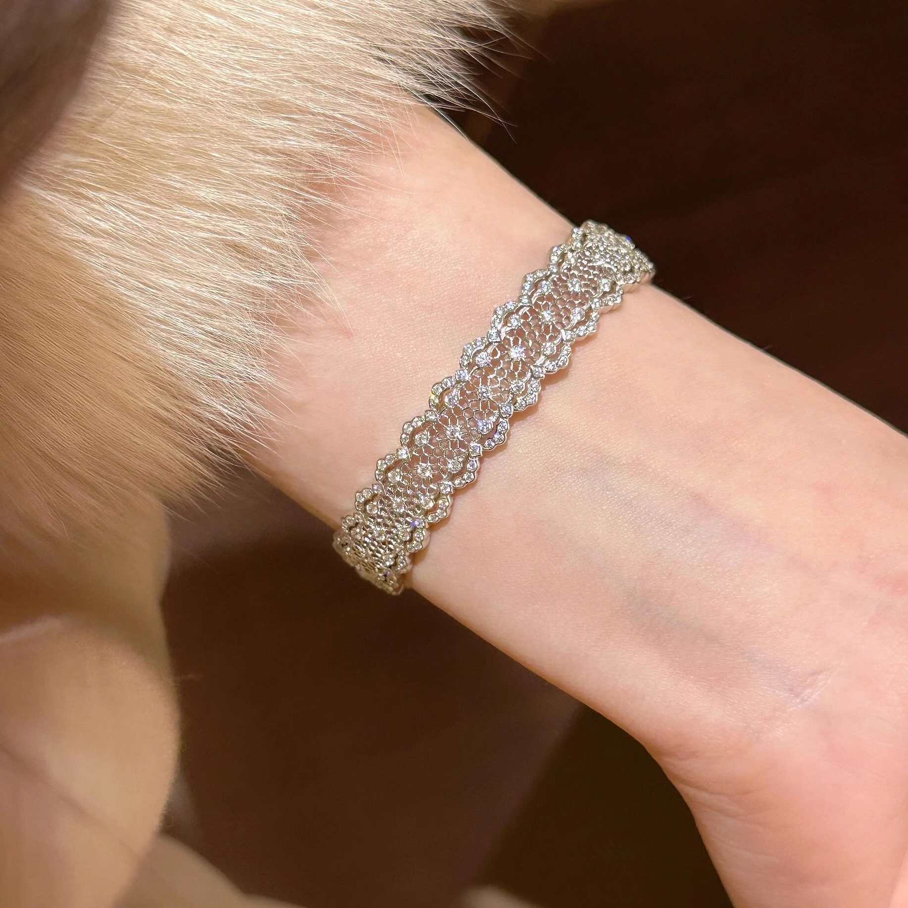 S925 silver! Lace queen lace bracelet ring set palace style medieval exquisite high-end light luxury niche