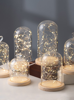 晶艺阁发光永生花玻璃罩展示盒