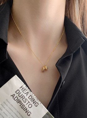 抖音爆款两世欢项链钛钢金色莲蓬锁骨链小众设计感不掉色饰品