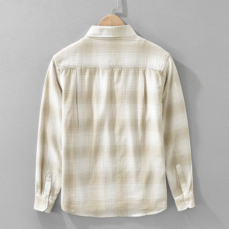 文艺格子长袖衬衫男士潮流帅气学生时尚百搭休闲宽松上衣男装7573,淘宝优惠券,粉丝福利购,淘宝优惠卷