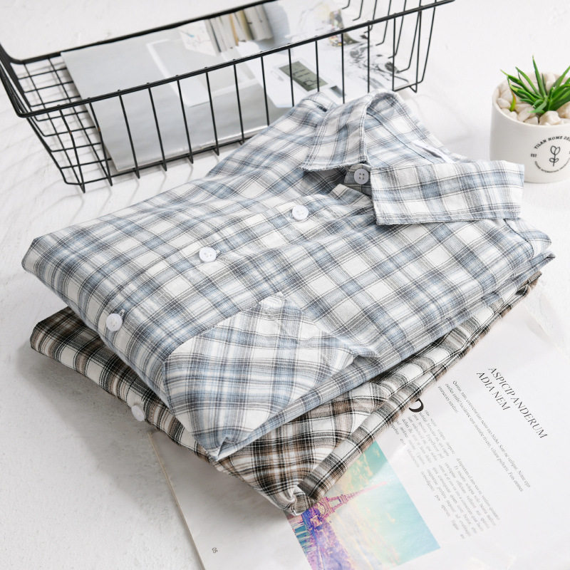 新款格子衬衫男士春秋潮流百搭上衣日系休闲宽松长袖衬衣9140,淘宝优惠券,粉丝福利购,淘宝优惠卷