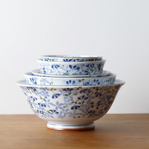 蓝莲花家居日式陶瓷日本进口餐具碗盘套装家用盘子釉下彩小蓝芽碗 - 图2