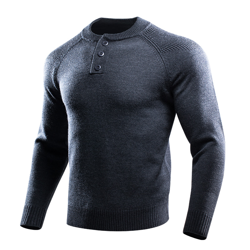 龙牙新品隐鳞美丽诺羊毛亨利领套头毛衣加强版男士美利奴美丽诺 - 图3