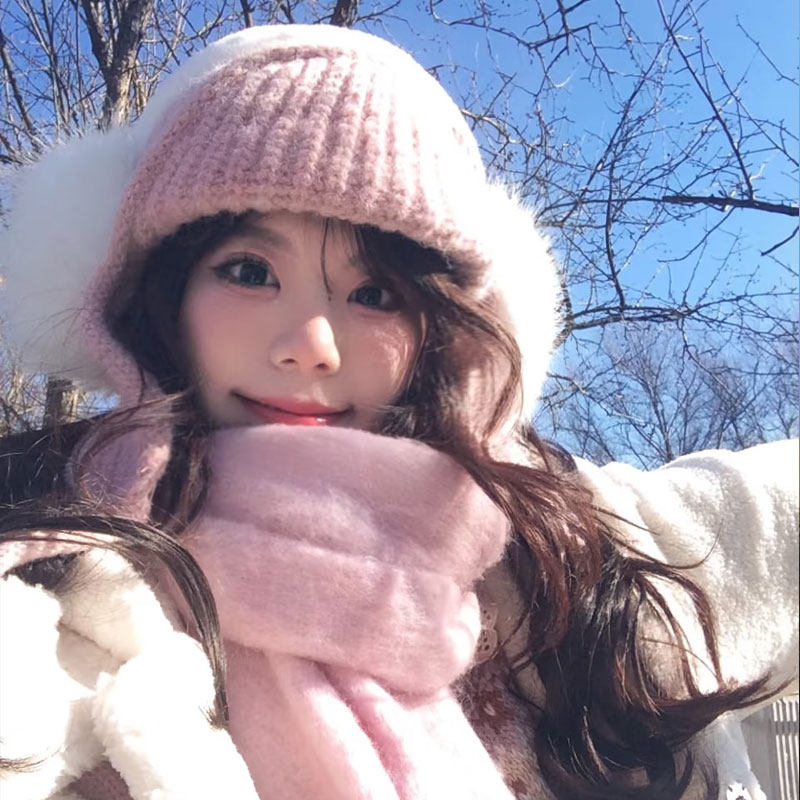 秋冬季针织毛线渔夫帽女加厚马海毛粉色围巾保暖显脸小护耳雷锋帽,淘宝优惠券,粉丝福利购,淘宝优惠卷