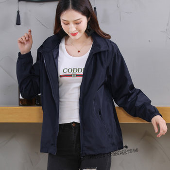 Autumn hoodless jacket for women 2023 new versatile loose large size spring and autumn fat mm 200 catties casual jacket ບາງໆ