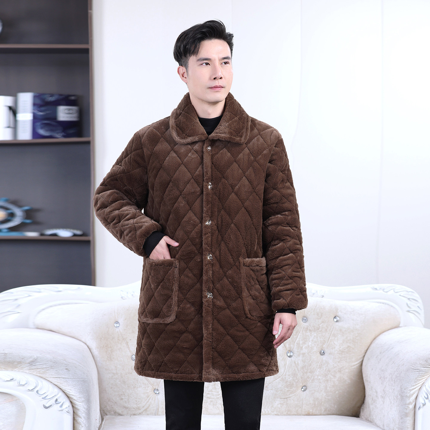 防貂绒加绒加厚男士棉袄外穿加厚耐脏棉衣中长款宽松大码棉服保暖,淘宝优惠券,粉丝福利购,淘宝优惠卷