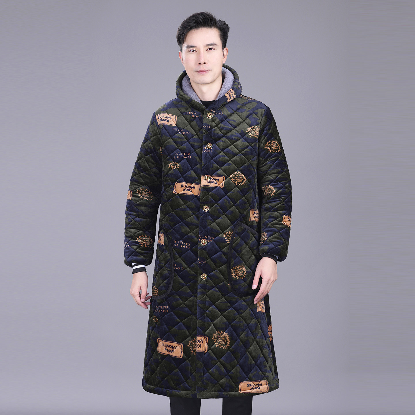 加长款男冬季加绒加厚棉衣罩衣大码迷彩棉服外套防寒保暖四川省服,淘宝优惠券,粉丝福利购,淘宝优惠卷