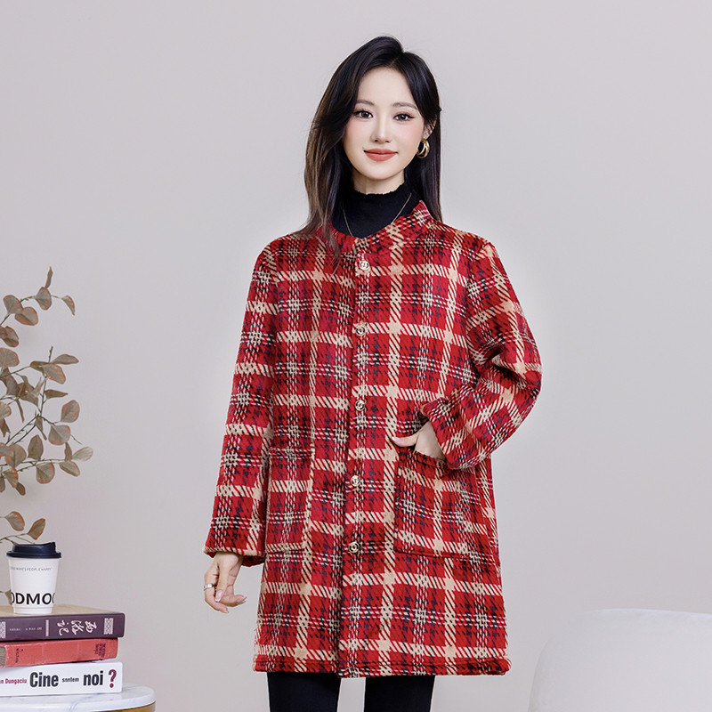 成人罩衣女秋冬季厨房防脏围裙水晶绒加绒加厚外套中长款洋气大褂,淘宝优惠券,粉丝福利购,淘宝优惠卷