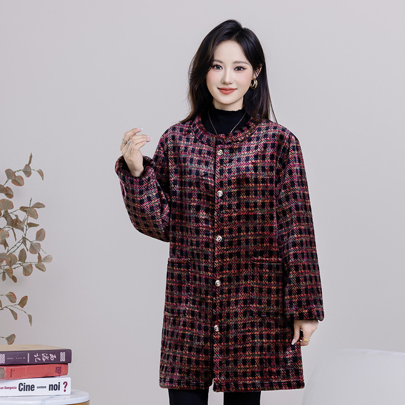 成人罩衣女秋冬季厨房防脏围裙水晶绒加绒加厚外套中长款洋气大褂,淘宝优惠券,粉丝福利购,淘宝优惠卷