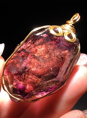 超七紫发骸骨骨干天然绕丝吊坠