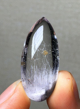 天然黑银钛晶水晶吊坠银发晶板钛