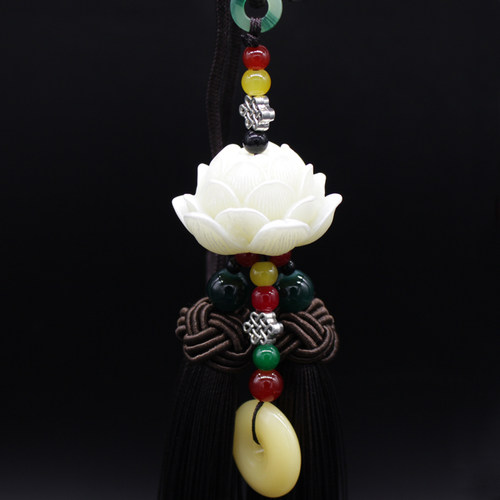 汽车挂件饰品莲花车用品车内挂水晶苹果装饰保平安符车载掉坠 - 图2