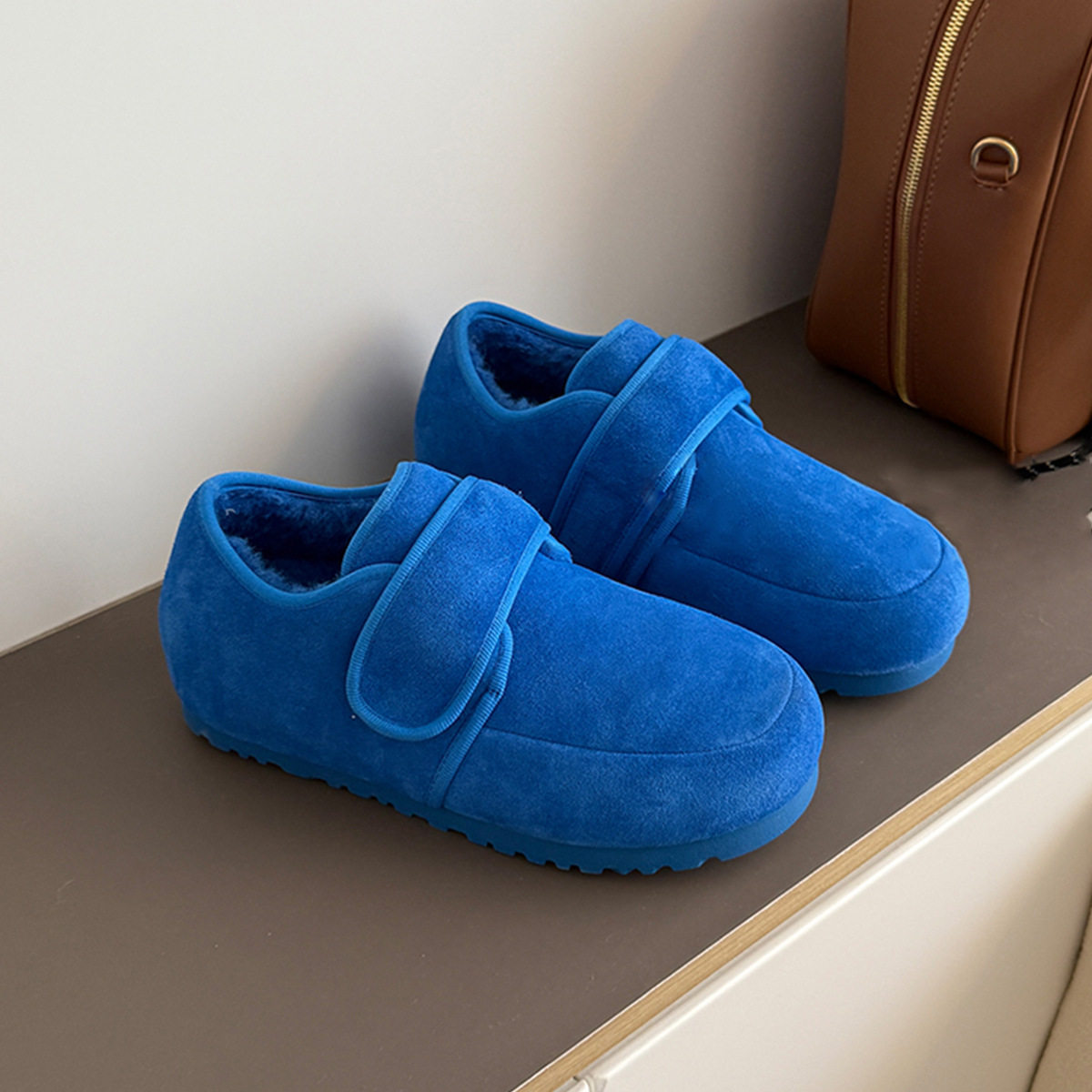 复古磨砂勃肯鞋女魔术贴平底包头乐福鞋加绒保暖棉鞋,淘宝优惠券,粉丝福利购,淘宝优惠卷