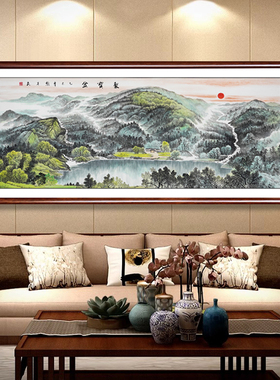 聚宝盆山水画纯手绘真迹客厅沙发背景挂画靠山招财办公室国画字画