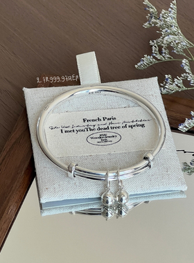 足银999.9招财猫铃铛纯银手镯女