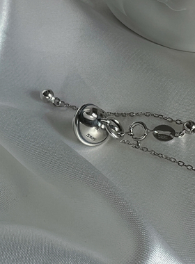 s925十字链复古虎头铃铛纯银项链