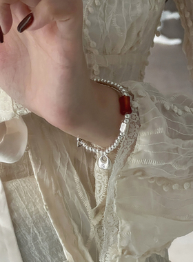 实心足银平安小福袋弹力绳手链