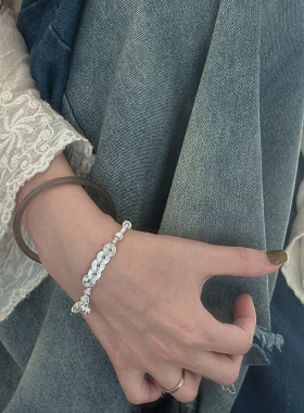 足银999.9五帝钱碎银子盘缠手链