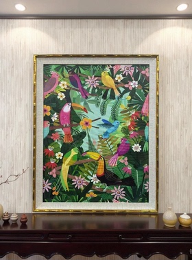彩色动物装饰画客厅花卉挂画儿童房治愈系壁画