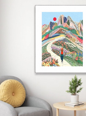 现代小清新插画装饰画客厅