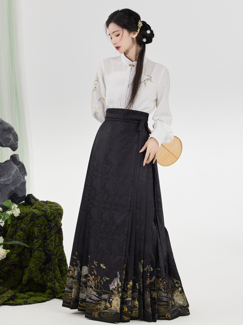 序绘原创明制汉服[小猫钓鱼]改良衬衣新中式妆花马面裙女冬季日常 - 图0