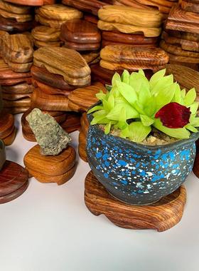 木头底座实木花梨木小手机支架摆件雕刻木雕奇石花草盆景茶壶香炉