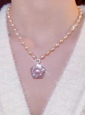 时来运转珍珠项链旋转吊坠颈链女