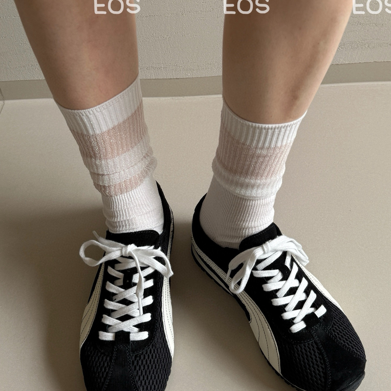 EOS9111-2网面款~透气德训鞋女撞色系带休闲平底网眼丑萌阿甘鞋 - 图2