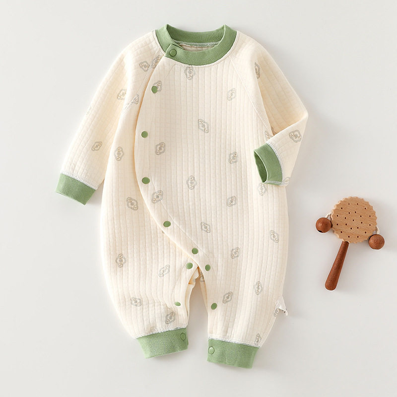 秋冬三层保暖空气棉新生儿哈衣爬服偏扣男女宝宝连体衣中厚保暖,淘宝优惠券,粉丝福利购,淘宝优惠卷