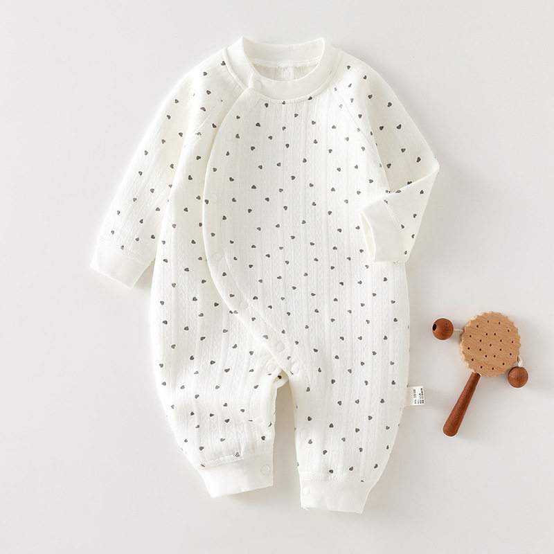 秋冬三层保暖空气棉新生儿哈衣爬服偏扣男女宝宝连体衣中厚保暖,淘宝优惠券,粉丝福利购,淘宝优惠卷