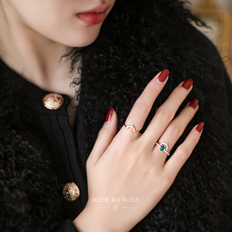 vintage 绿玛瑙可叠戴复古设计轻奢个姓纯银镀金宝石戒指女 vintage 绿玛瑙可叠戴复古设计轻奢个姓纯银镀金宝石戒指女