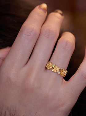 《霜落》复古设计高级感宫廷小众精致百搭气质银镀金戒指环金色女